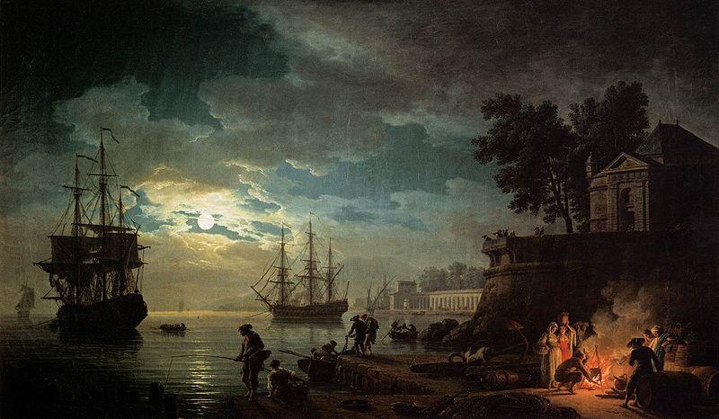 Claude-joseph Vernet Seaport by Moonlight oil painting picture